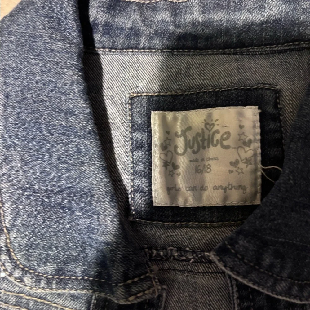 Justice Dark Blue Denim Bolero Jacket with Rhinestones